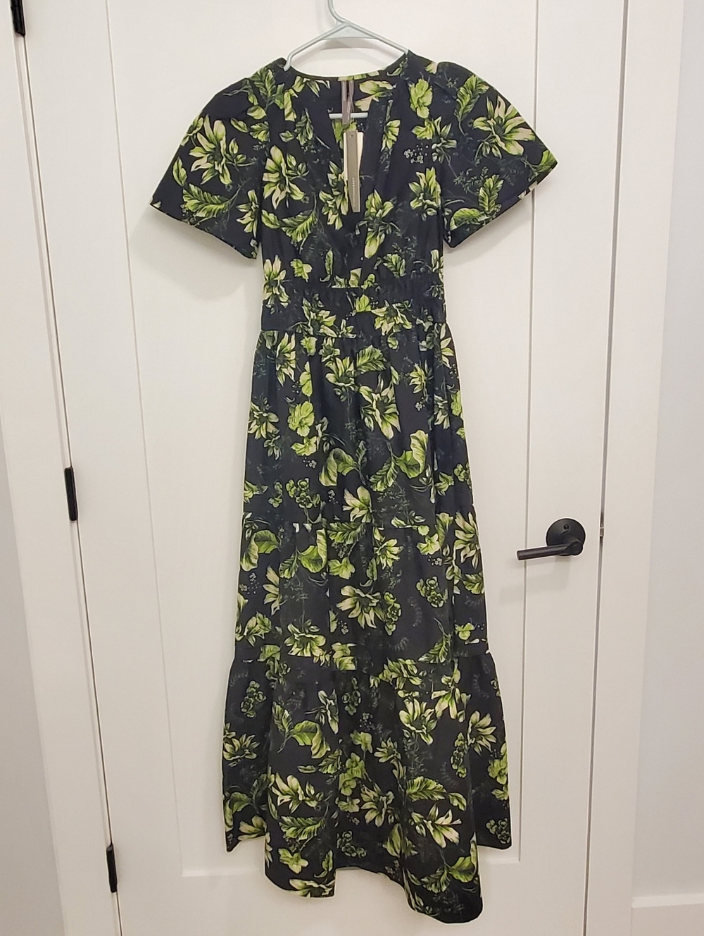 Anthropologie Somerset Dress in Green Floral, size XXS